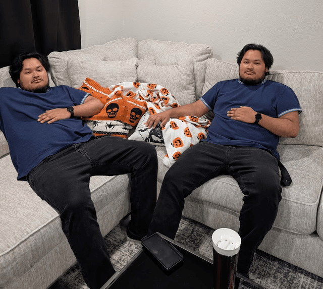 Me and my twin chilling after dinner